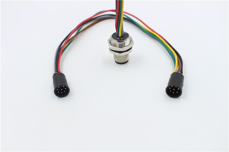 M12 a编码的8针电缆组件阳插头端连接器
