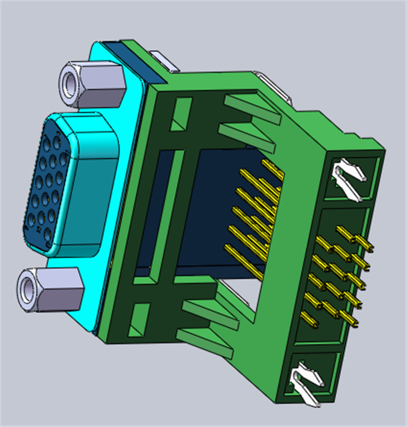 DB90度插件角度浸式母15pin连接器