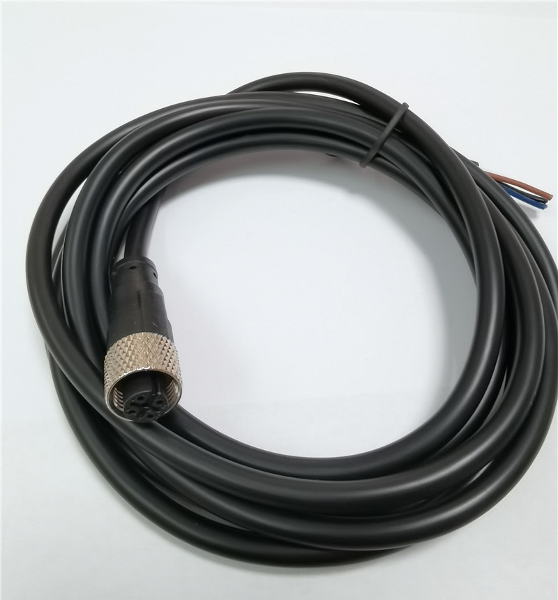 M12 A编码4PIN母头注塑插头带屏蔽防水MMM连接轴线